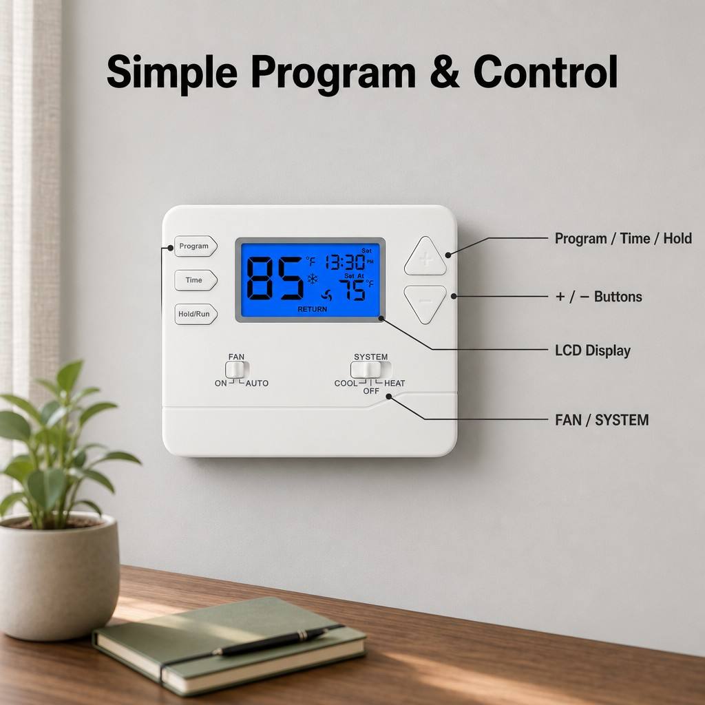 Riseem Programmable Electronic Room Thermostat for COOL System Operation in HVAC Efficiency and Management Control System