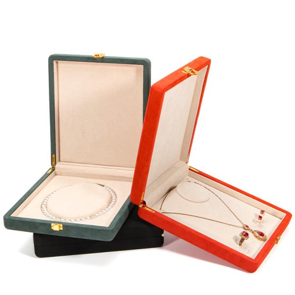 Noir Hanhong Coordonné personnalisé d' un coin en microfibre en cuir Anneau de bijoux Boîte d'emballage Luxe ensemble de collier de perles Boîte de stockage de bijoux
