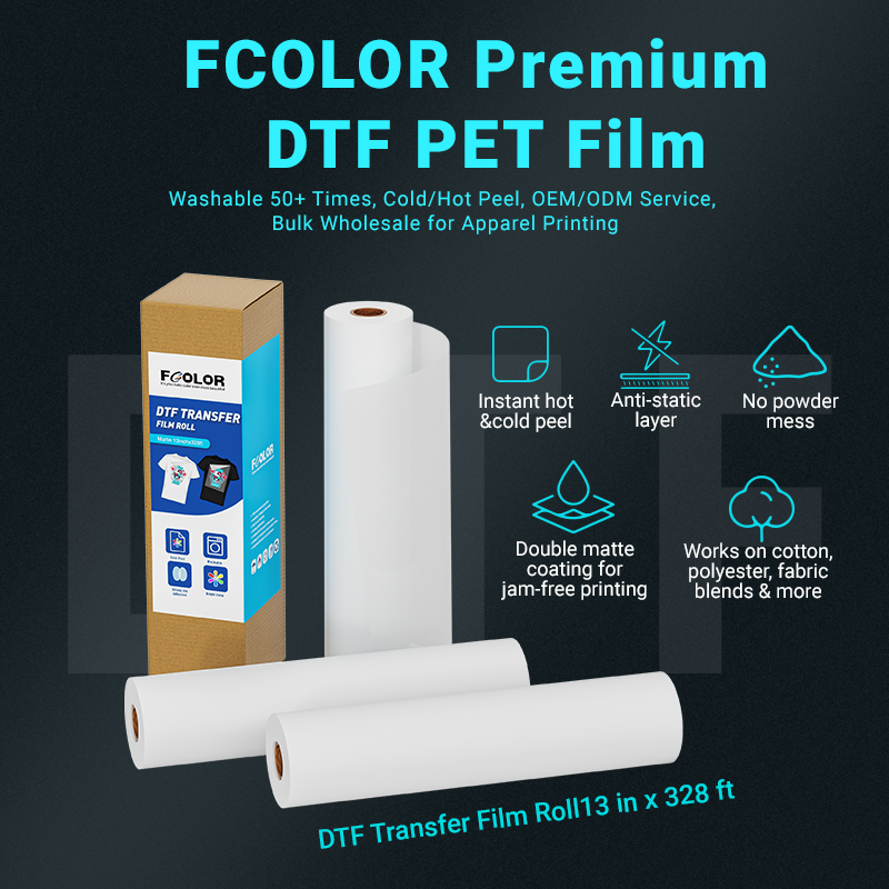 Hot Cold Instant Peel 33cm DTF Film FREE SHIPPING USA 100M Roll for Epson DTF Printer T-shirt Transfer