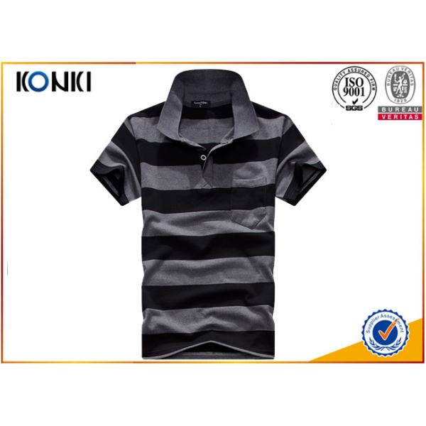 200 Grams 100% Cotton Stripes Print Style Customized Embroidered Polo Shirts For Mens