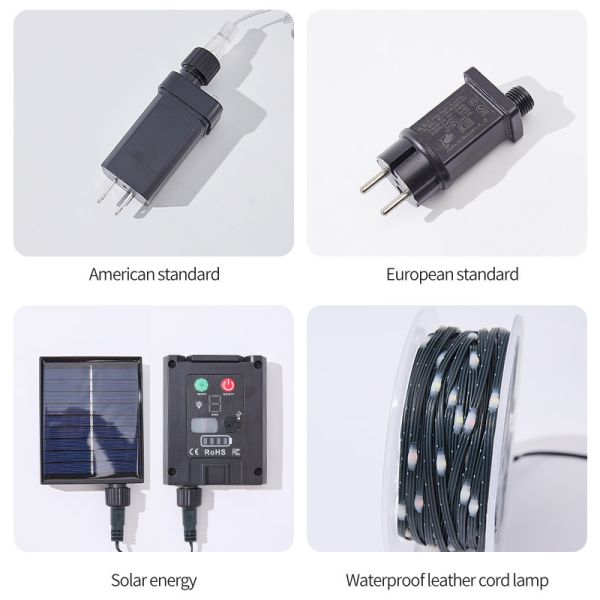 LED Solar String Light With Flexible Copper Wire for Garden Bushes Trees