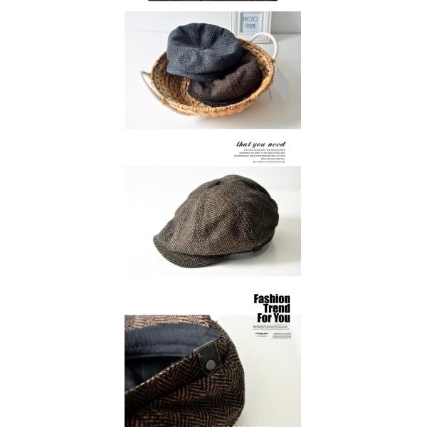 Spring and Autumn Men's Hat Plain Dyed Wool Beret with Retro England Octagonal Design