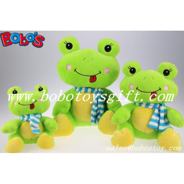 Lovely Cute Baby Stuffed Green Frog Animal With Blue Scarf
