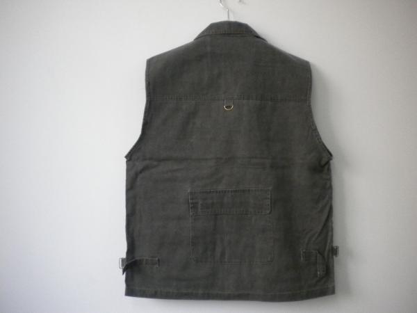 vest, mens vest in 100% polyester, washed fabric, black, fishing vest, casual vest