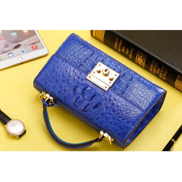 Genuine Alligator Skin Key Lock Closure Lady Small Handbag Authentic Crocodile Leather Women Flap Purse Shoulder Bag