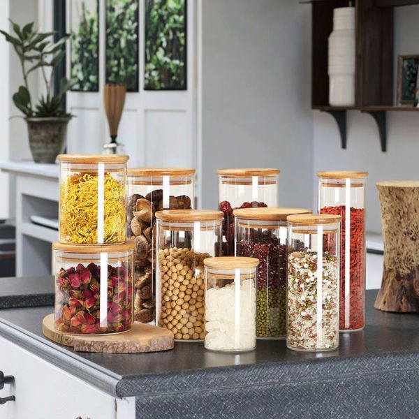 10oz Modern Design Airtight Glass Jars Non Toxic For Home Kitchen Food Storage