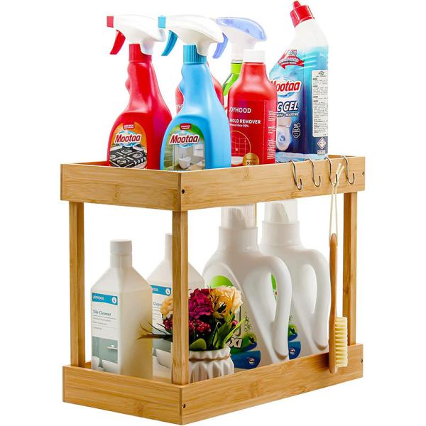 2 уровень устойчивого бамбуковой пряности стойки организатор шкаф полки для ванной комнаты