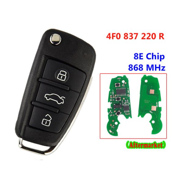 Audi Q7 Q6 S6 2006+ Flip Key Remote 3 Buttons 8E Chip 868Mhz HU66 4F0837220R