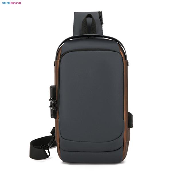 Stylish Oxford Cloth Men's Crossbody Sling Bag with USB Port and Waterproof Design