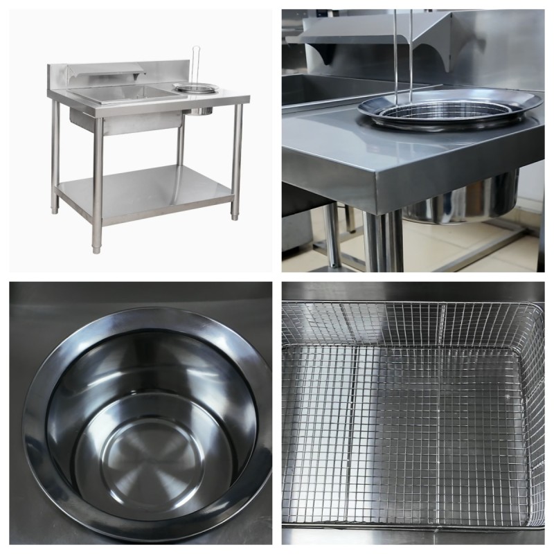 (GF-1000) Stainless Steel Breading Table GF1000 Detachable Extra Large Basin Food Prep Station