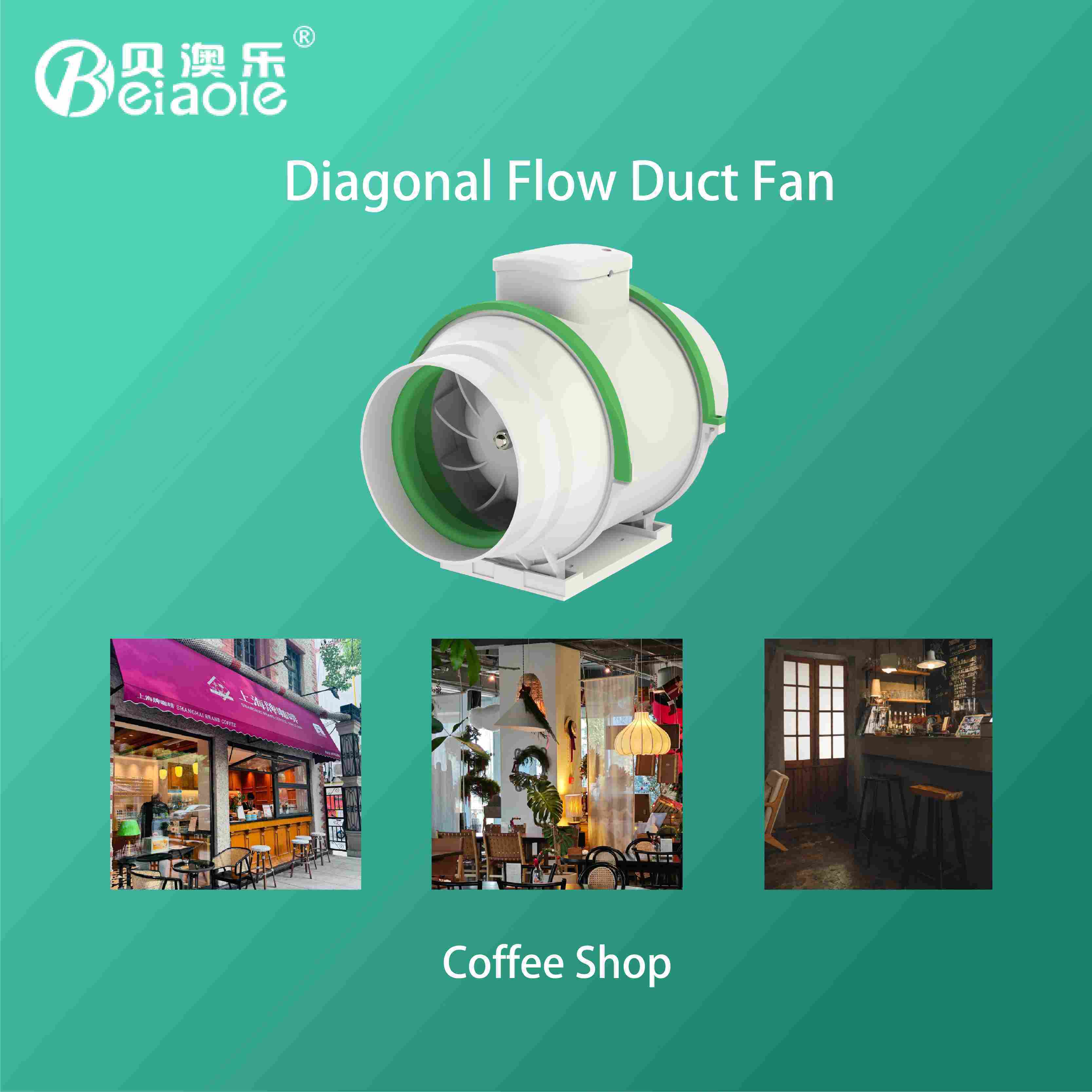 Electric Extractor Axial Silent Inline Exhaust Fan 4 Inch 12 Inch For Coffee