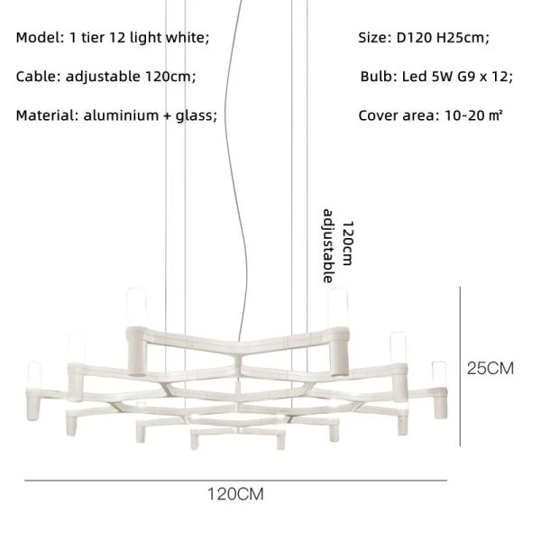 Crown Major Pendant lamp Nordic Tube chrome chandelier Crown Plana Mega Pendant(WH-AP-637)
