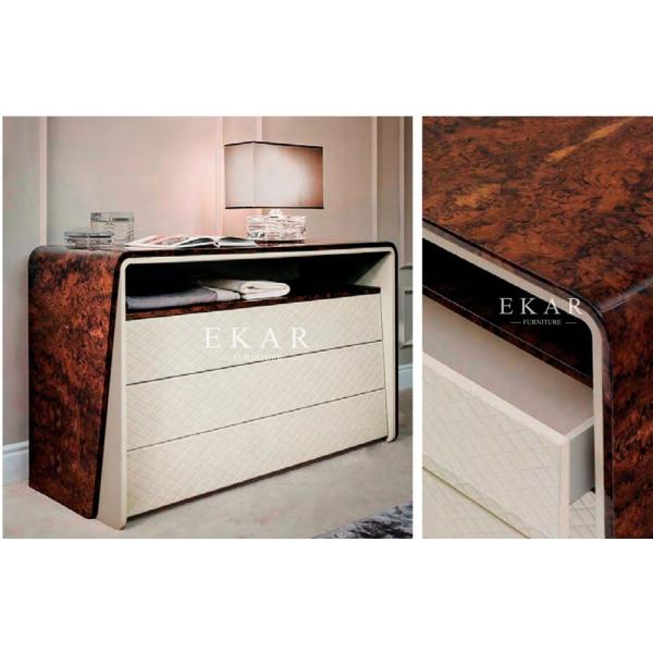 High Gloss Veneer Leather Design Modern Wooden 3 Drawer Chest W006B12A
