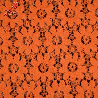 Soft Fancy Burnt Orange Embroidered Lace Fabric For Saree Clothes