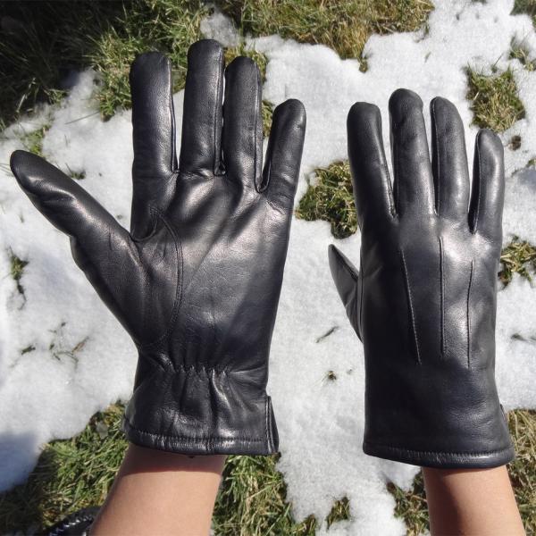 Black Winter Motorcycle Gloves , Double Faced Sheepskin Mens Racing Gloves