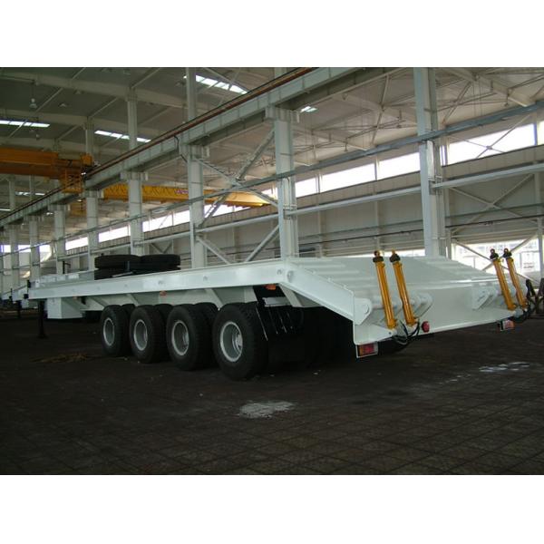 4 Axles 100 Tons Low Bed Truck Trailer For Crane Transportation Red