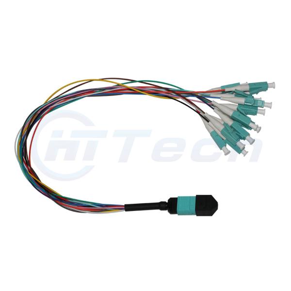 Low Insert Loss OM3 8Cores MPO-LC Patch Cord LSZH Jacket