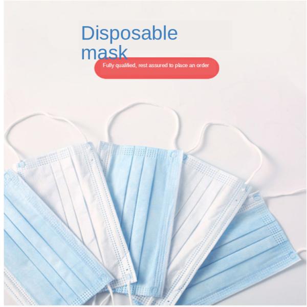 White Blue Disposable Non Woven Face Mask Ear Hook Headband Adjustable