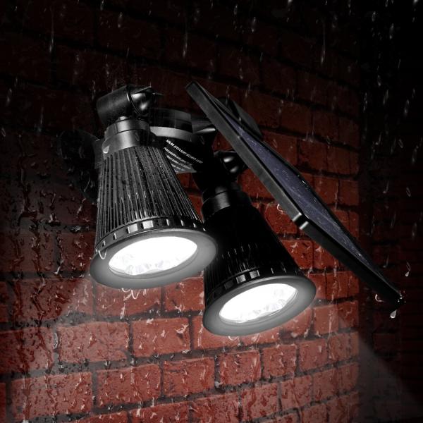 Solar Energy Powered Dual Head Upgraded Double Spotlights 12 LED Outdoor Garden Light