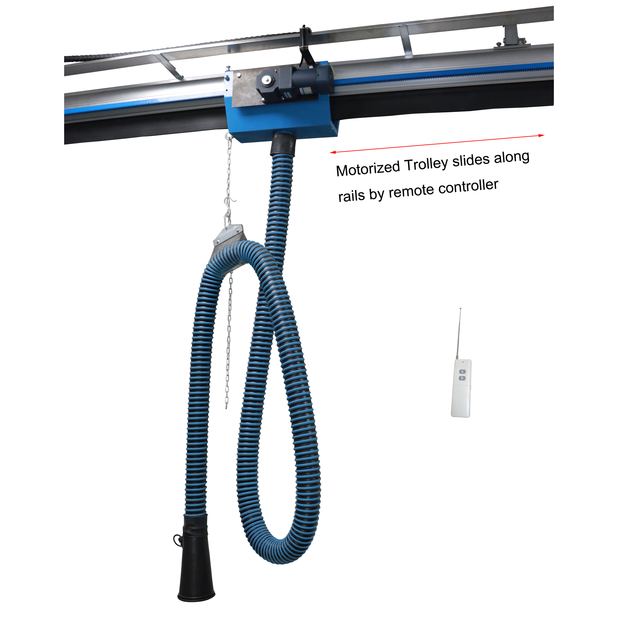 Industrial Sliding Rail Trolley Sliding Exhaust Hose Reel Ceiling Mounted Car Accessories