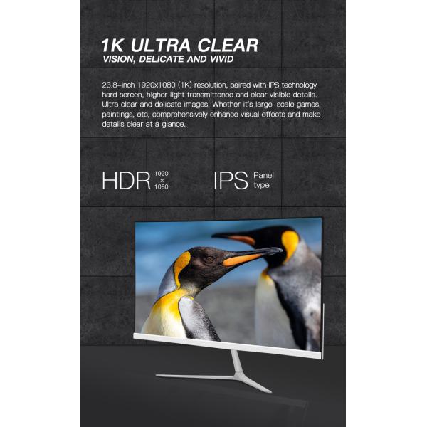 Monitor de juegos de color negro blanco curvado de 24 pulgadas 1K FHD Resolución 2800R 144Hz 165Hz 180Hz