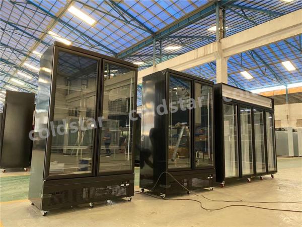 Supermarket Upright Double Door Drink Bottle Refrigerator Cooler Beverage Showcase