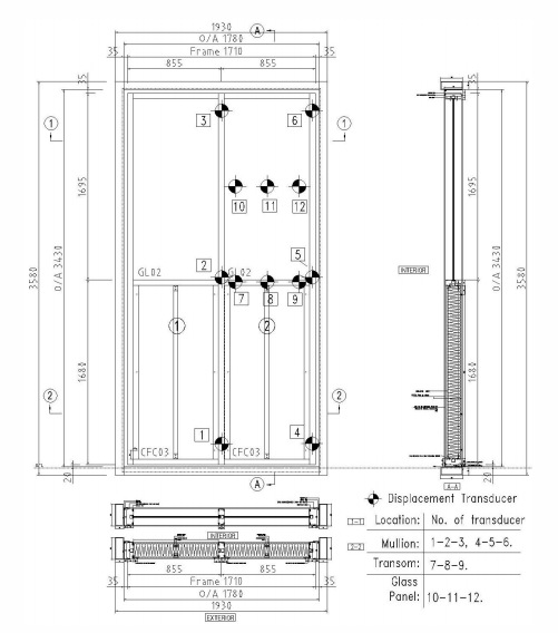 Middle Slot Interior Window Wall System Fixed Glass Window With Ventilation Channel