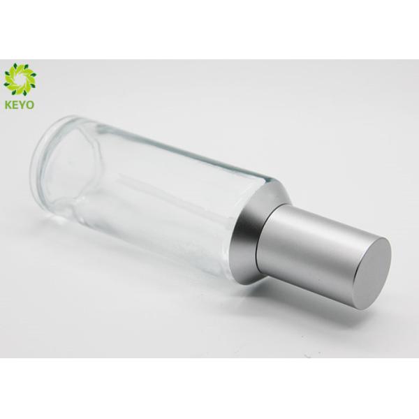 Slanted Silver Plastic Pump Cap 60ml Clear Glass Pump Bottles For Clearing Lotion