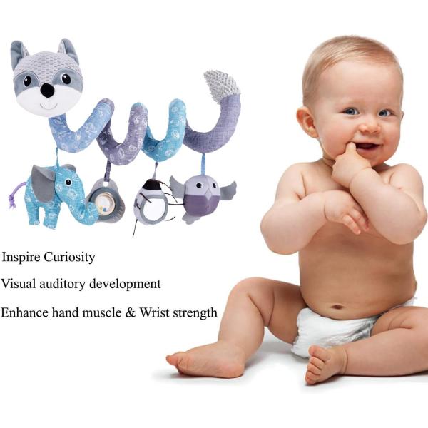 Baby Plush Spiral Hanging Toys for Stroller Crib Bar Bassinet Age Range 0 to 24 Months