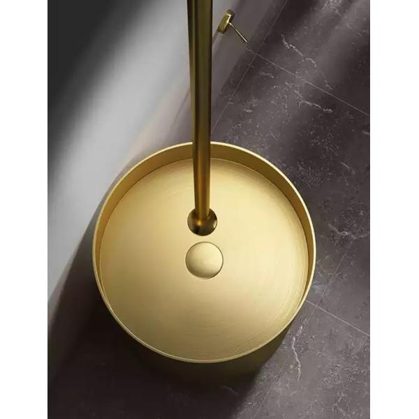 Floor Standing Round Pedestal Bathroom Sink Basin With 304 Stainless Steel Material