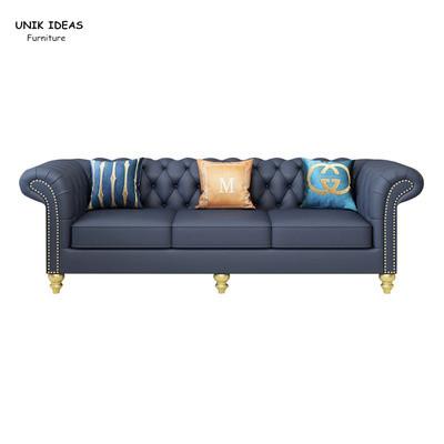 Otomano secional de couro azul preto contemporâneo de Sofa Living Room Leather With