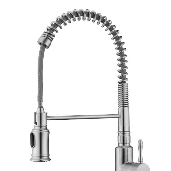 SUS304 18/10 Stainless Steel Brushed Nickel Pull Down Kitchen Faucet ODM