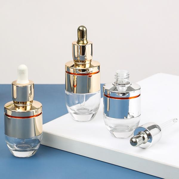 Senior PAK Unique Design Customize Label Printing Empty Glass CBD Serume Oil Dropper Bottle with Silver or Gold Top