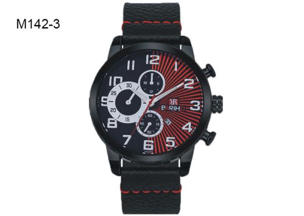 BARIHO Men's Quartz Watch Day And Month Display Wristwatch Leather Band M142
