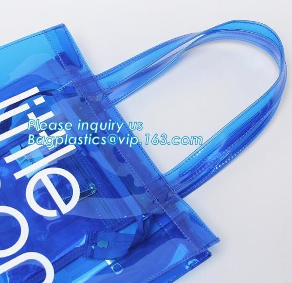 PVC soft pouch bag with round, packaging bag with embroidery recyclable quilt packaging bag, Handle Bag, PVC Shopping Ba