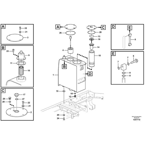VOE14385476 14385476 Peças sobressalentes de escavadeiras hidráulicas para filtros de óleo EW140C EW160C