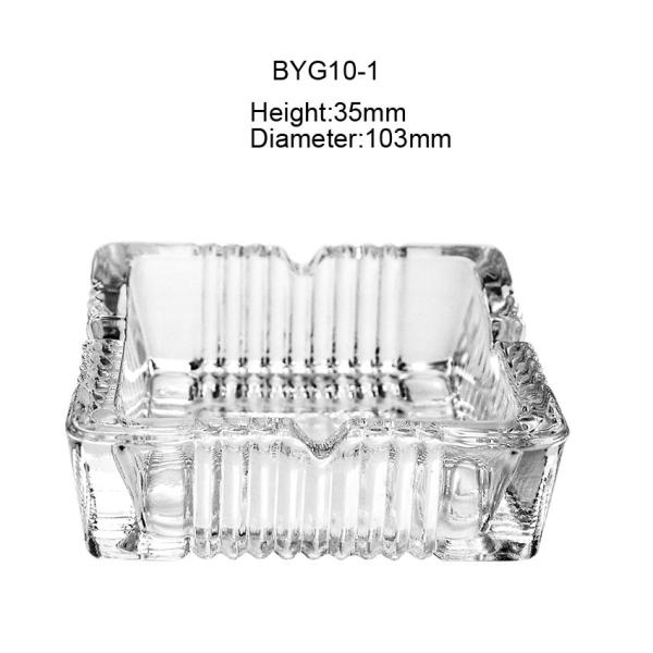 Square Glass Cigarette Ashtray 205mm 8 Inch Dia Cut Patterns For Easy Grasping