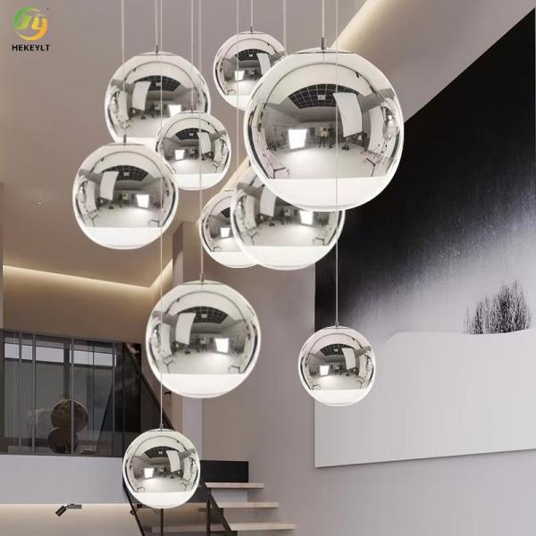 Gold 265V Round Glass Pendant Light Villa Clothing Store Single Head Small
