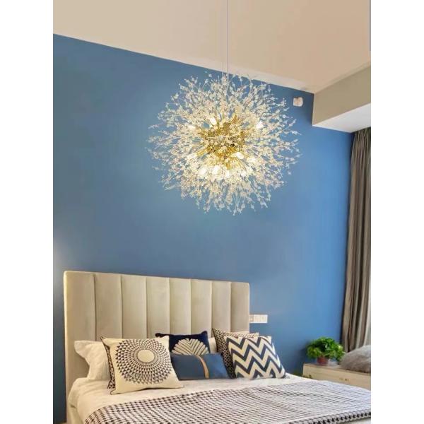 luxury round hanging fixture firework pendant lights led lighting modern glass crystal sputnik chandeliers
