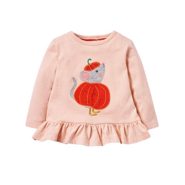 Polyester Spring Children'S Clothing Bottoming Top Girls Grey Long Sleeve Shirt