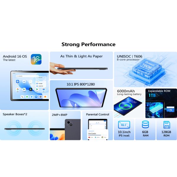 Kinstone 10.1inch Tablet PC 6000mAh 4G LTE Octa-core Incell FHD 6GB+128GB