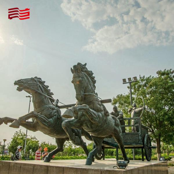 Regional Feature Cast Copper Sculpture of Chinese Bronze Carriage for Urban Landscape