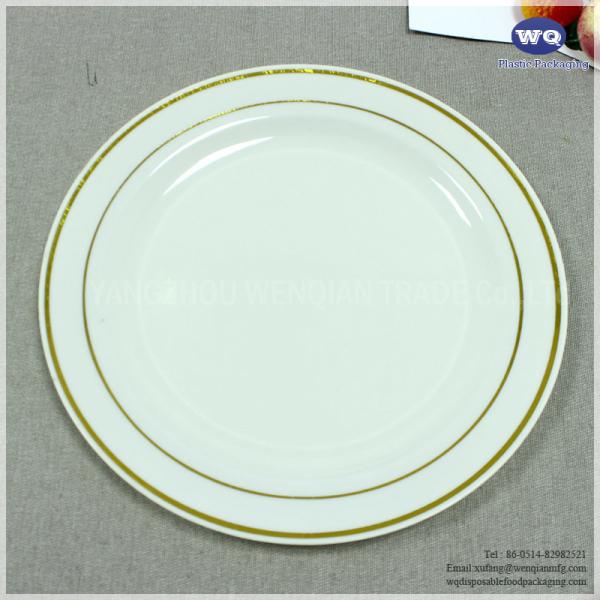 Wholesale 7.5 Inch Disposable PS Plate High Quality Plate For Wedding, Family Reunions Dinner Gold Plastic Plates