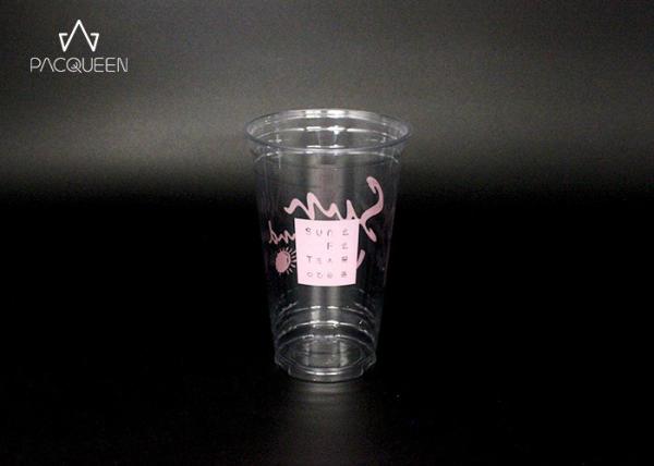 PET Disposable Cold Drink Cups With Lids Flat / Dome Anti Leaking
