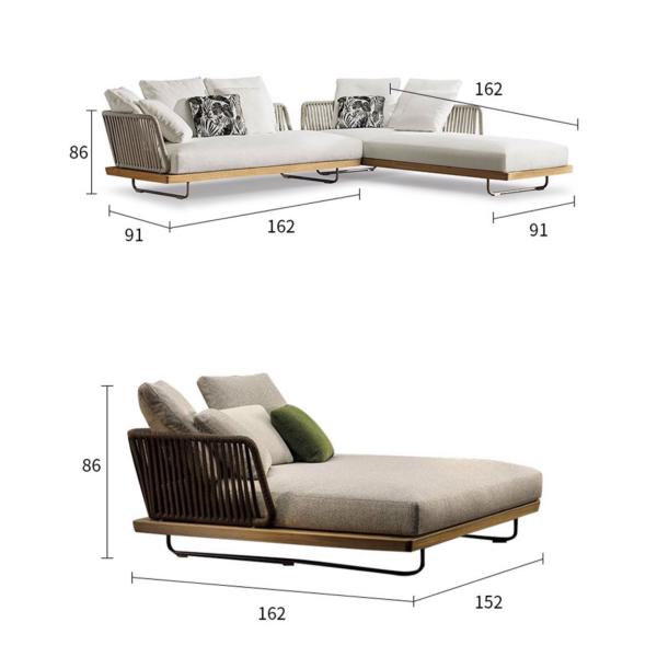 Modern New Design PL Ribbon Woven Aluminum Frame Hotel Villa Sofa And Table Set