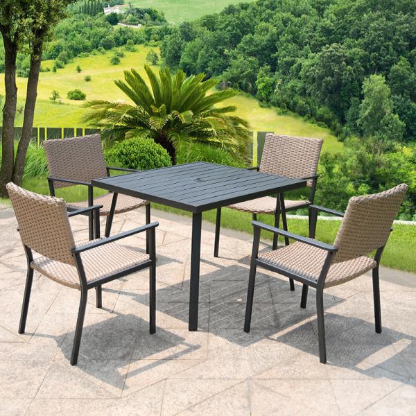 Aluminium Frame Terrace Furniture Waterproof Rattan Chair Set For Outdoor Dining Room