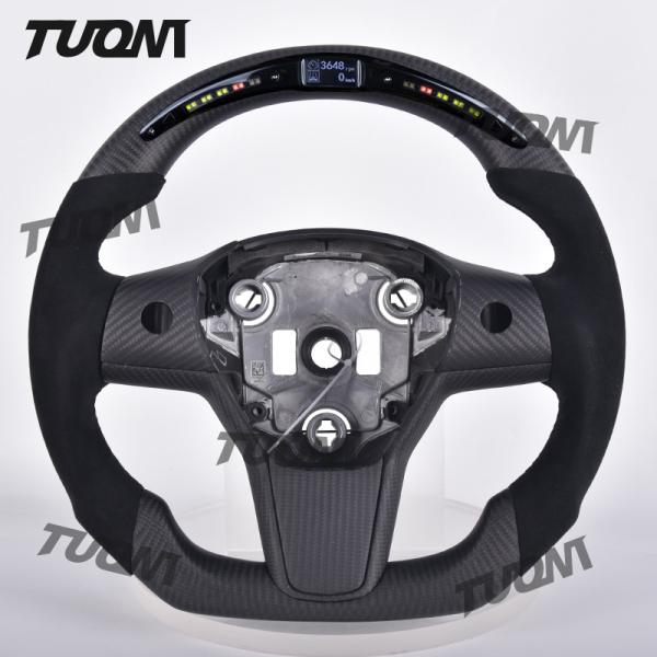 Heat Resistant Carbon Fiber Tesla Model3 ModelY Steering Wheel Rounded Universal Fitment