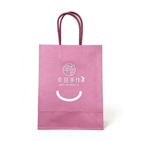 Pink Twisted Handle Paper Bag Customized Branded Paper Bags Recyclable