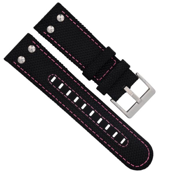 A correia de relógio de couro impermeável de nylon de Oxford une de duas partes ajustável de 24mm