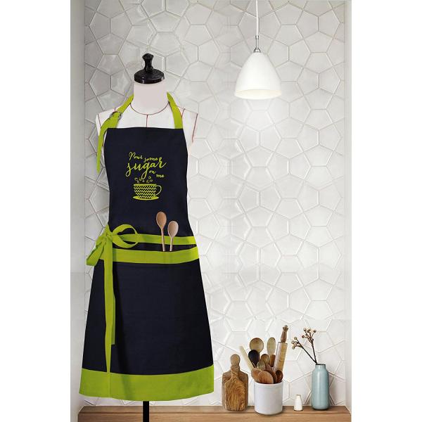 Embroidered 100% Cotton Professional Apron for Men & Women with Adjustable Neck & Centre Pockets Perfect for Cooking